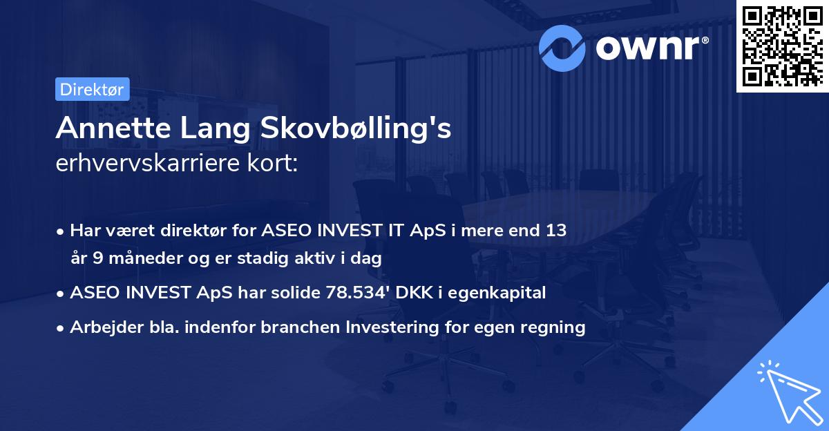 Annette Lang Skovbølling's erhvervskarriere kort