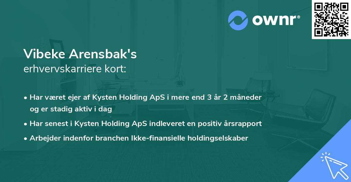 Vibeke Arensbak's erhvervskarriere kort