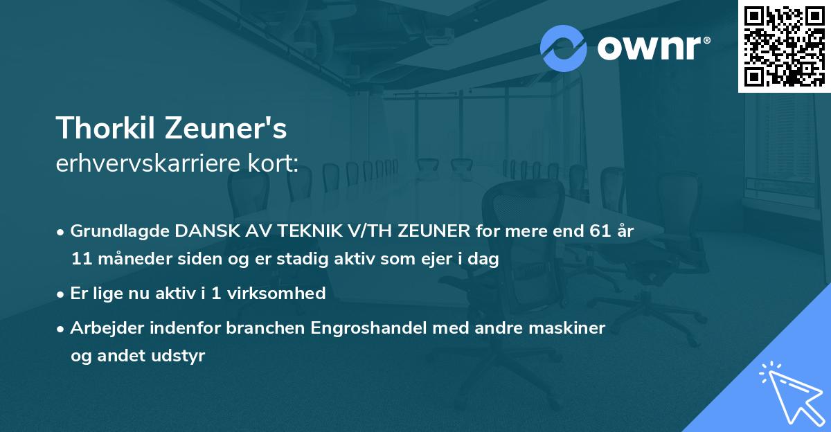 Thorkil Zeuner's erhvervskarriere kort