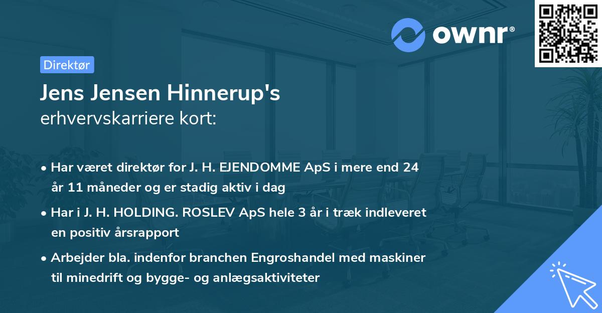 Jens Jensen Hinnerup's erhvervskarriere kort