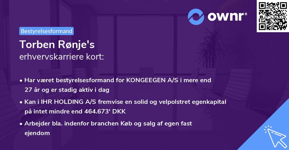 Torben Rønje's erhvervskarriere kort