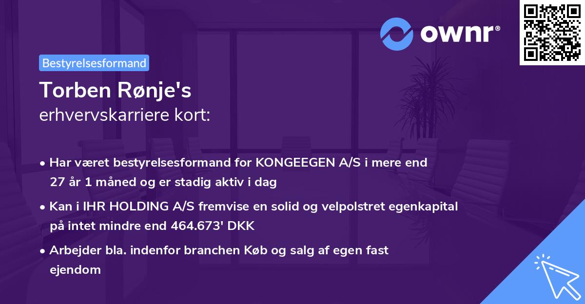 Torben Rønje's erhvervskarriere kort