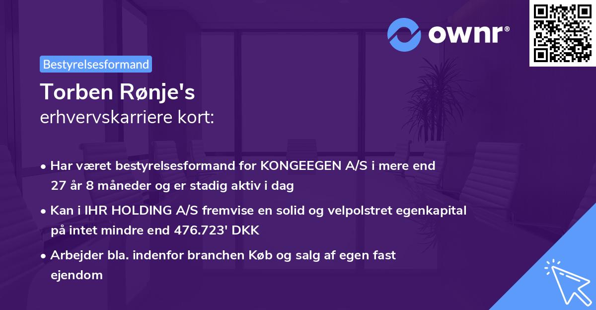 Torben Rønje's erhvervskarriere kort