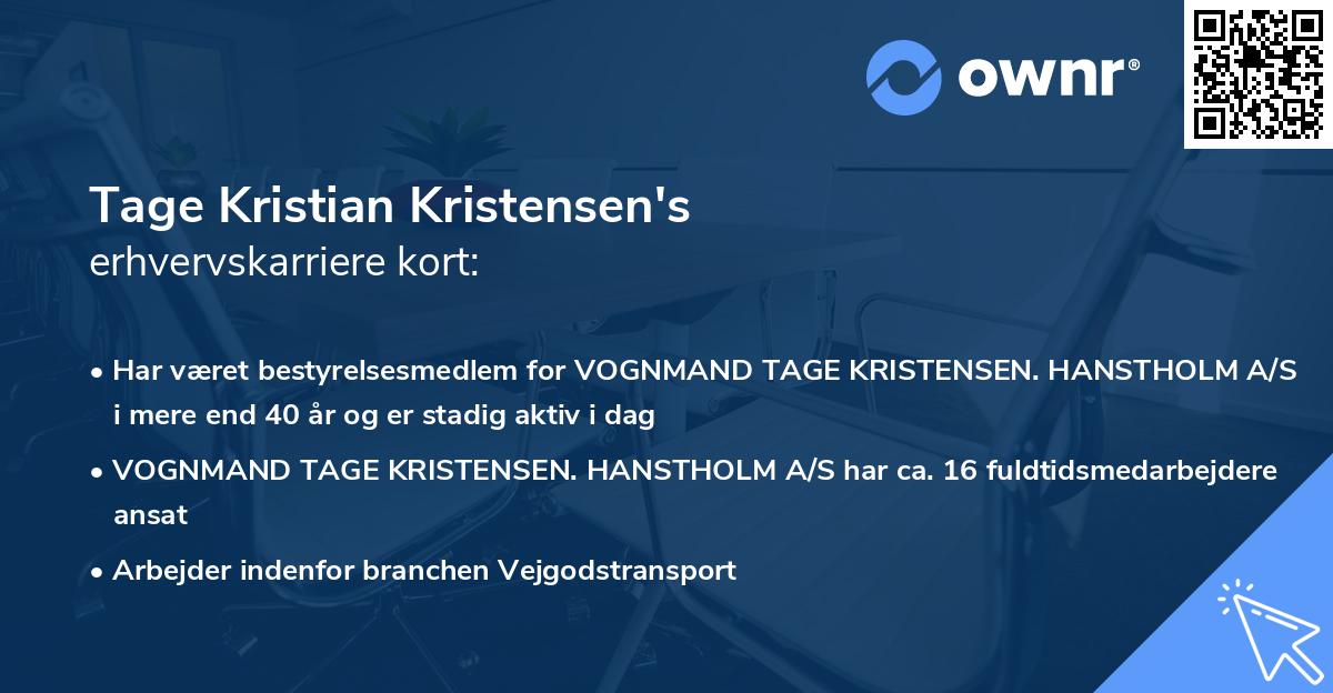 Tage Kristian Kristensen's erhvervskarriere kort