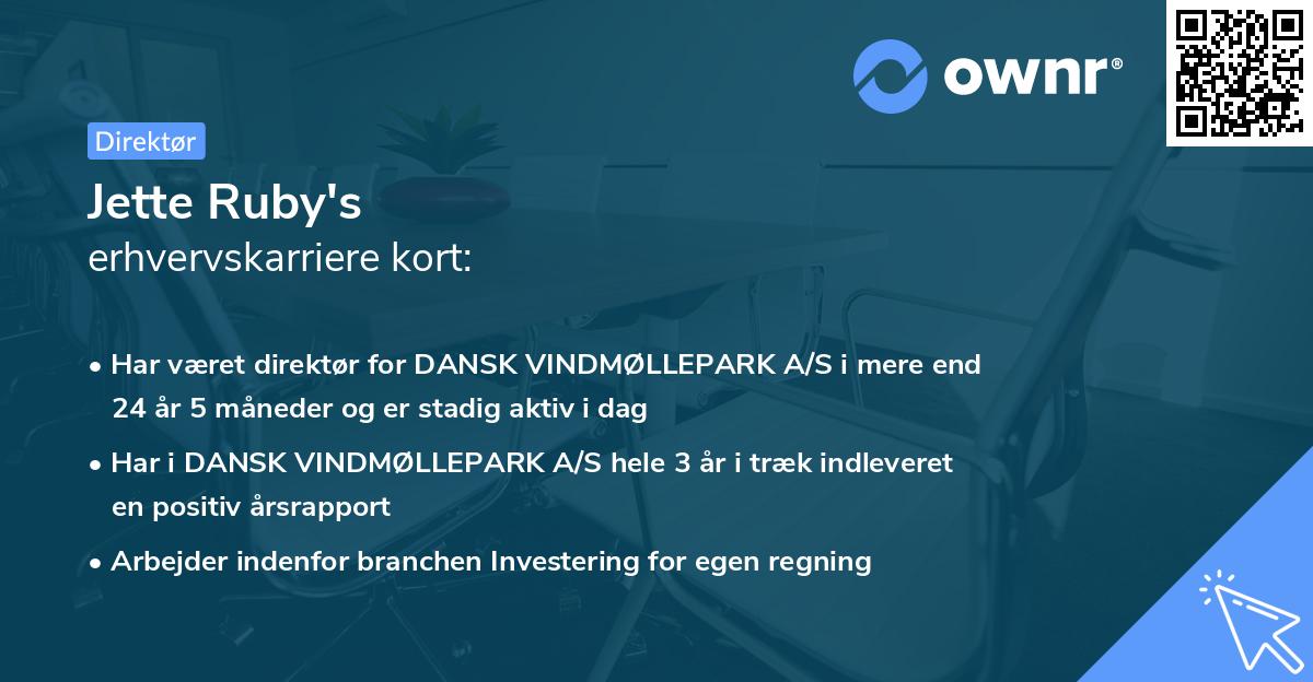 Jette Ruby's erhvervskarriere kort