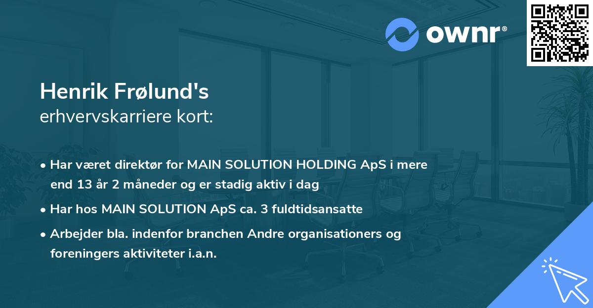 Henrik Frølund's erhvervskarriere kort