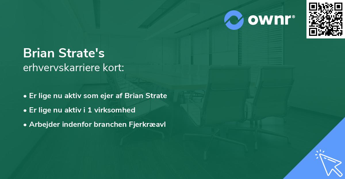 Brian Strate's erhvervskarriere kort