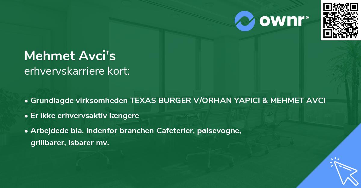 Mehmet Avci's erhvervskarriere kort