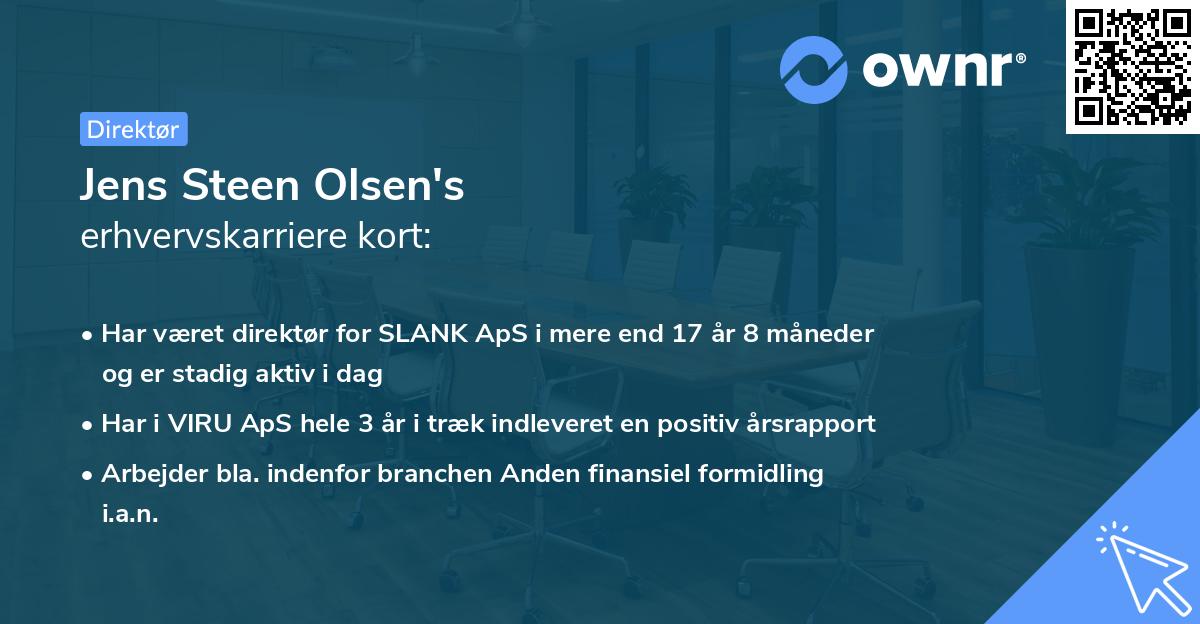 Jens Steen Olsen's erhvervskarriere kort