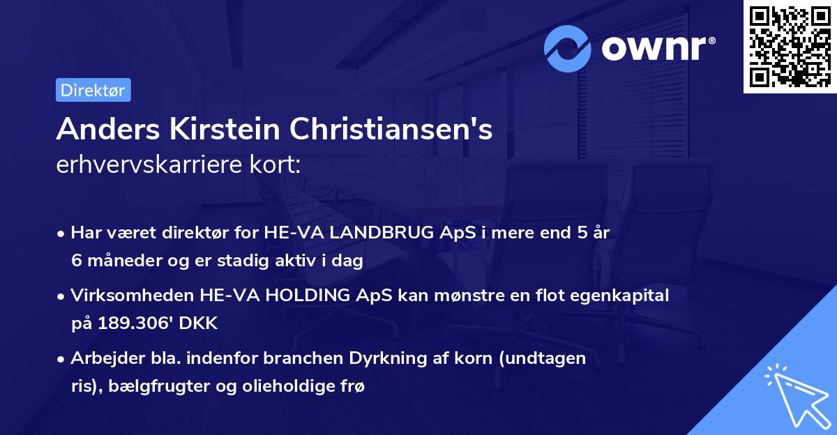 Anders Kirstein Christiansen's erhvervskarriere kort