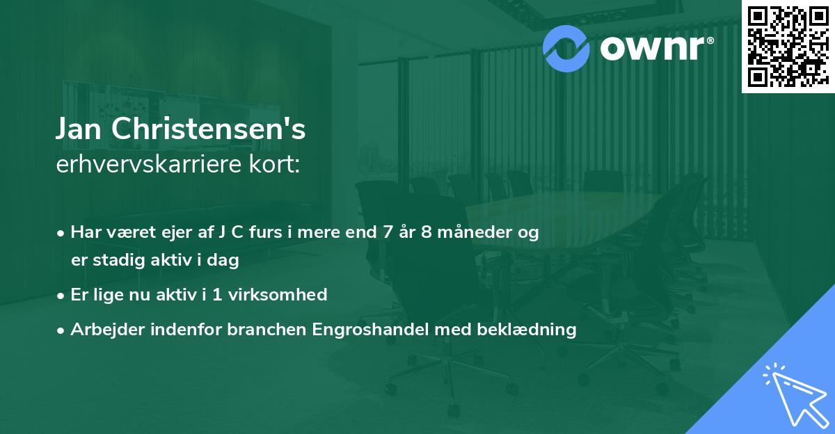 Jan Christensen's erhvervskarriere kort