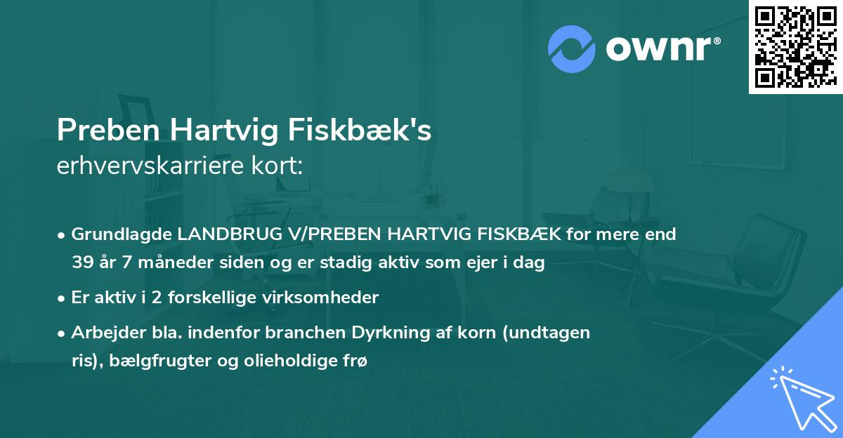 Preben Hartvig Fiskbæk's erhvervskarriere kort