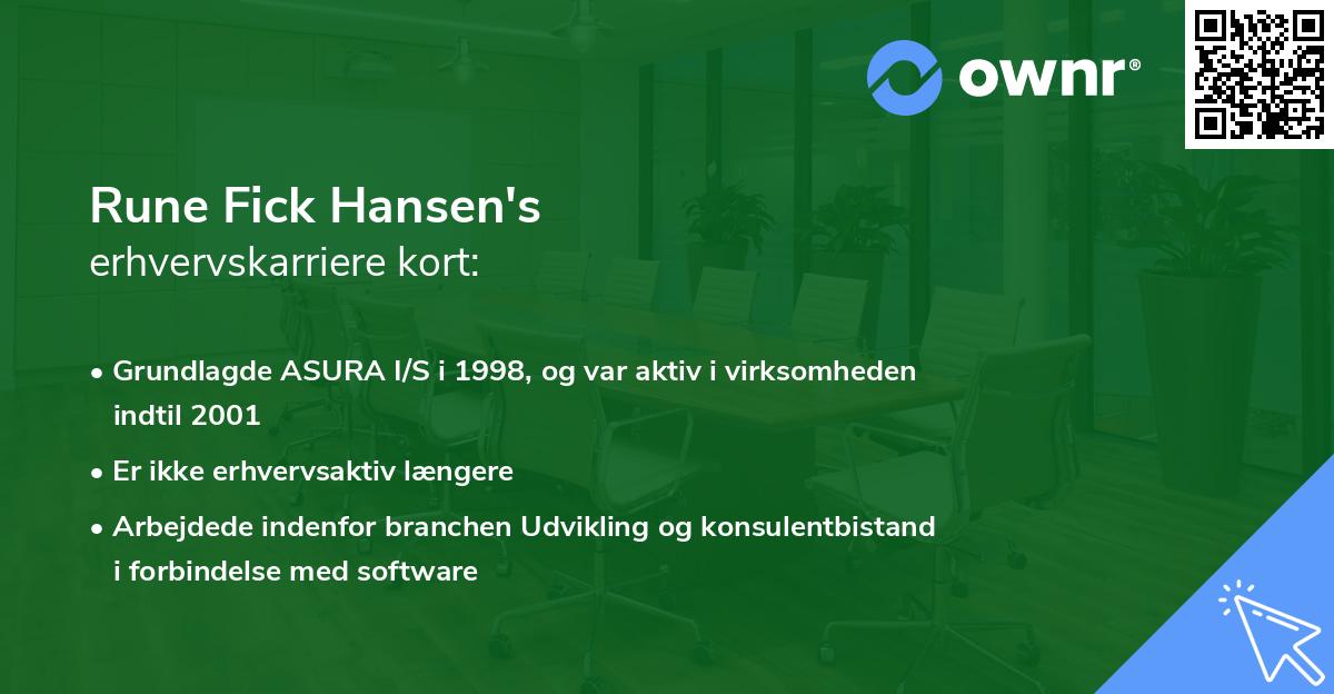 Rune Fick Hansen's erhvervskarriere kort