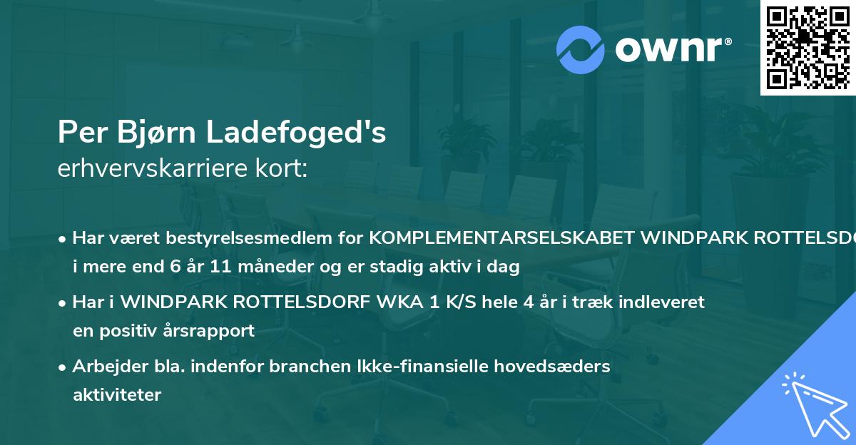 Per Bjørn Ladefoged's erhvervskarriere kort