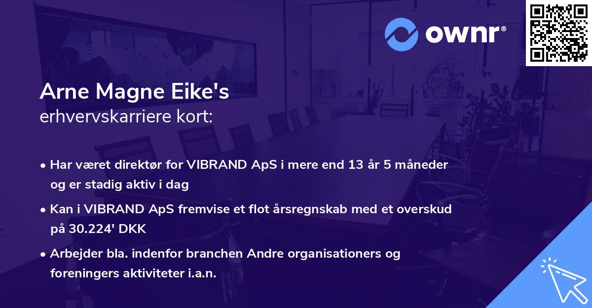 Arne Magne Eike's erhvervskarriere kort