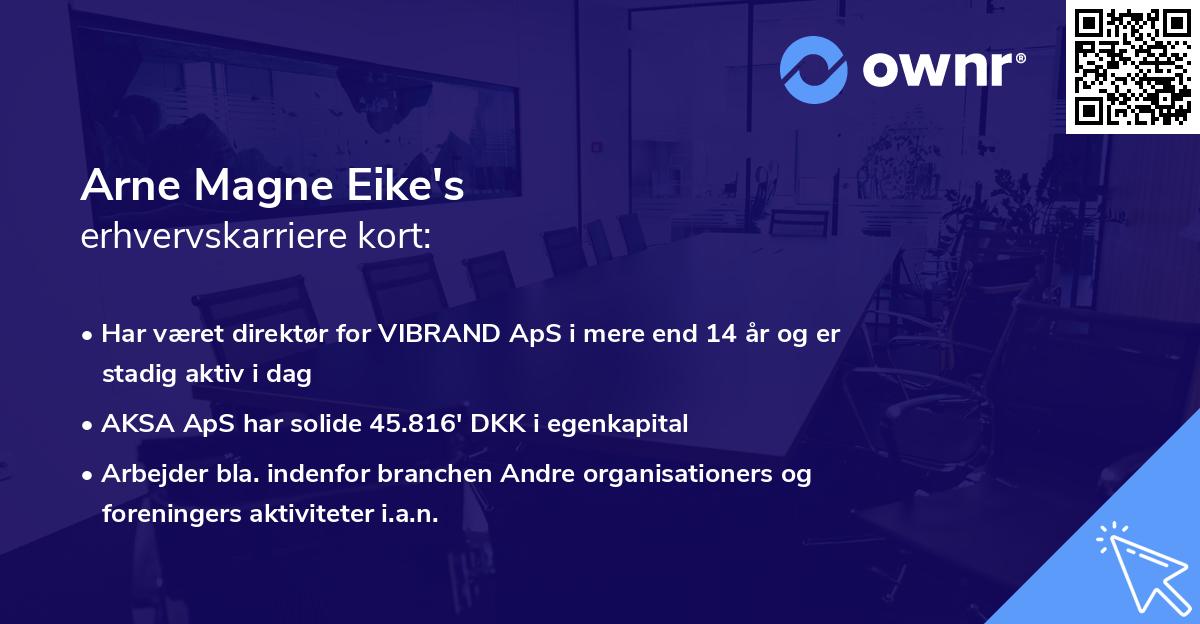 Arne Magne Eike's erhvervskarriere kort