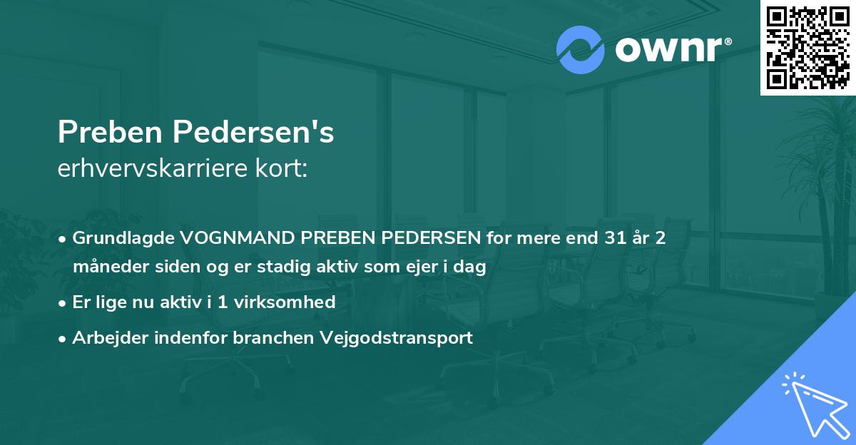 Preben Pedersen's erhvervskarriere kort