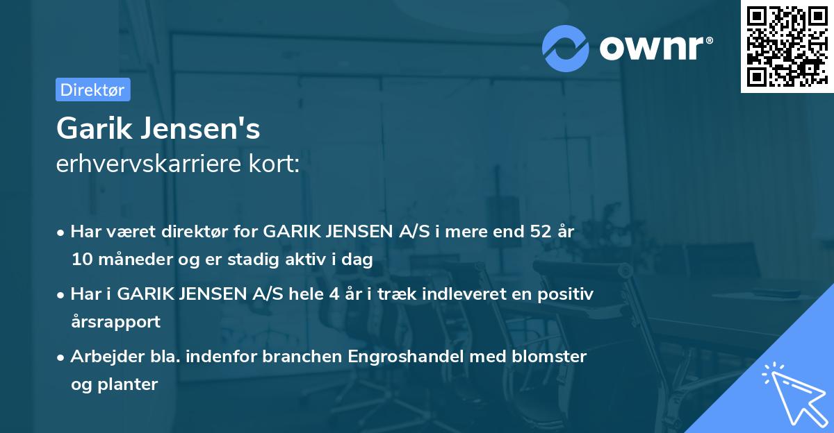 Garik Jensen's erhvervskarriere kort