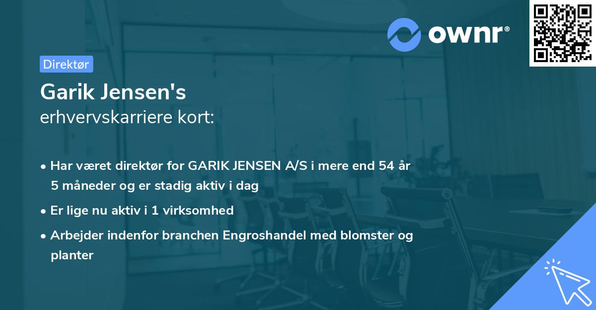 Garik Jensen's erhvervskarriere kort