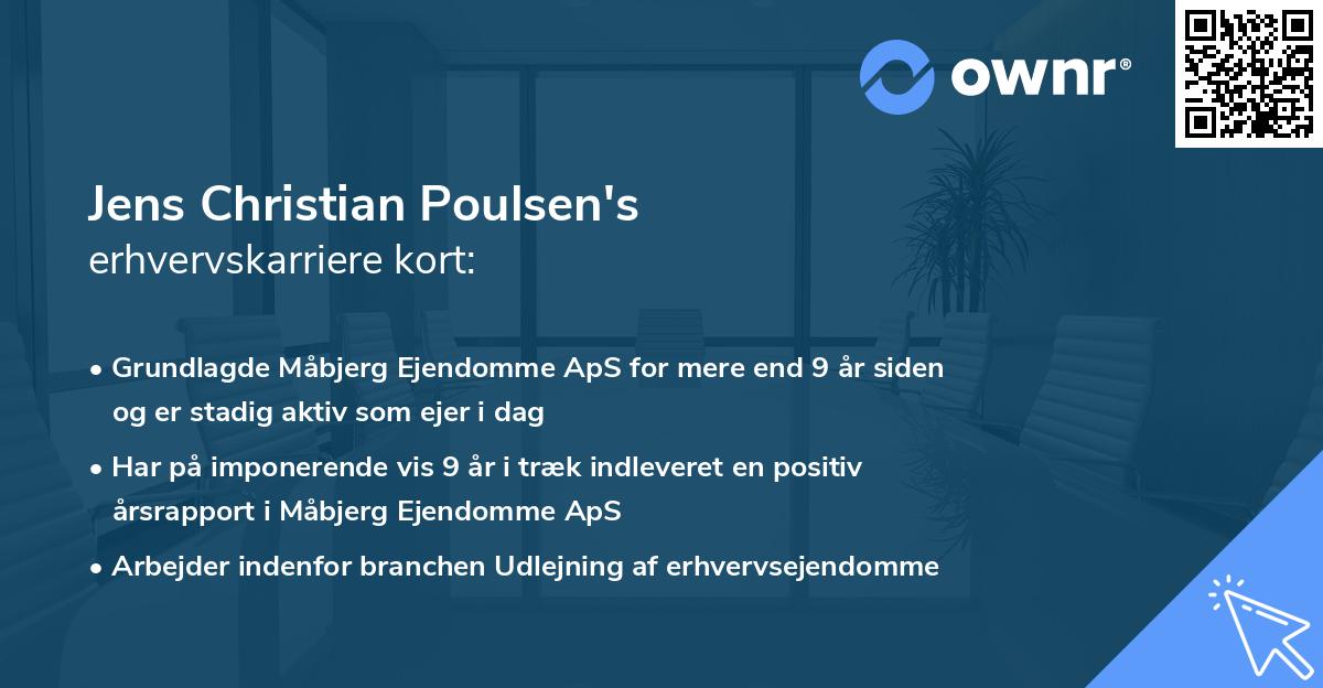 Jens Christian Poulsen's erhvervskarriere kort