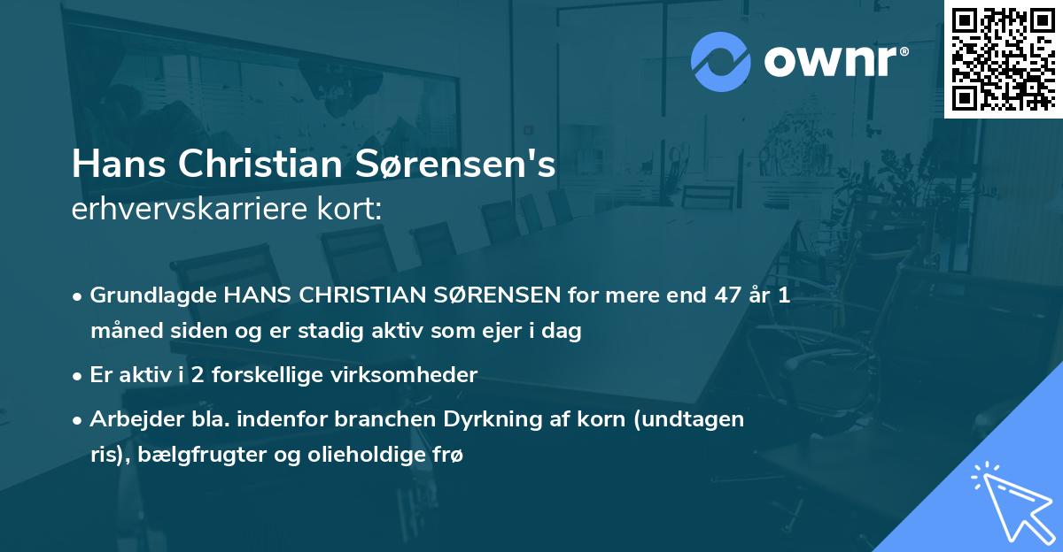 Hans Christian Sørensen's erhvervskarriere kort