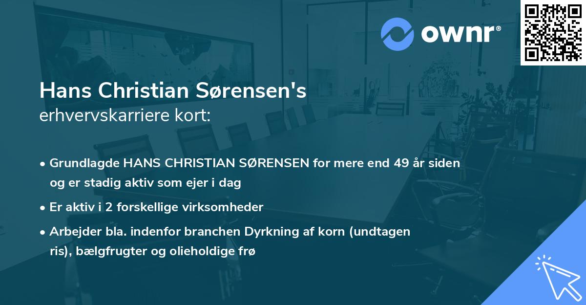 Hans Christian Sørensen's erhvervskarriere kort