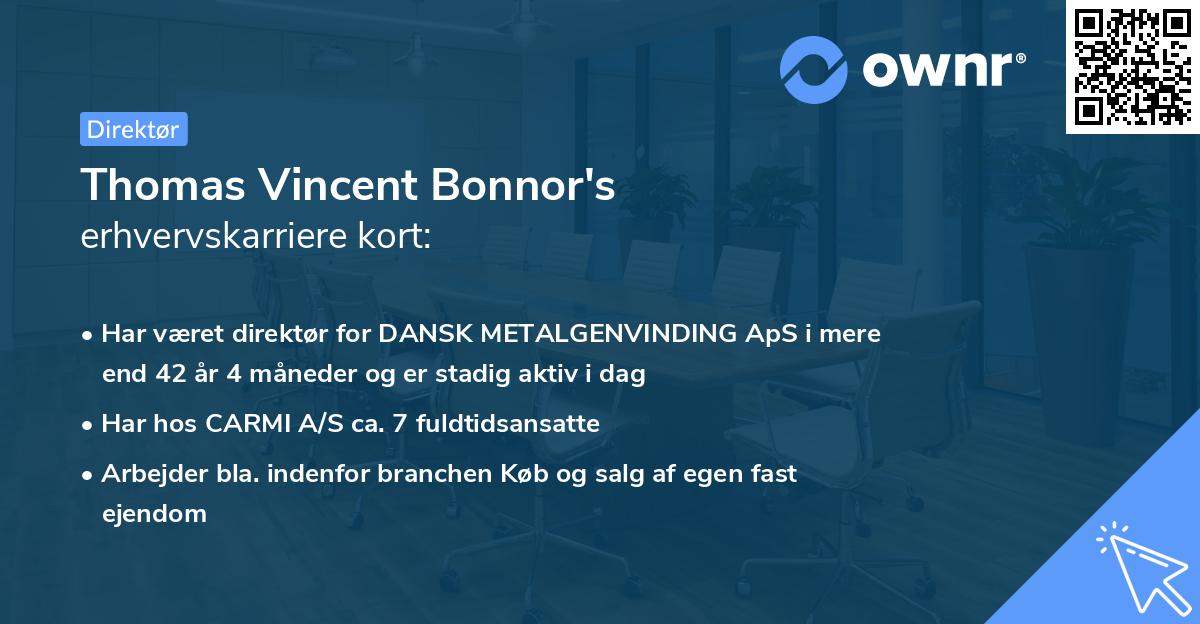 Thomas Vincent Bonnor's erhvervskarriere kort