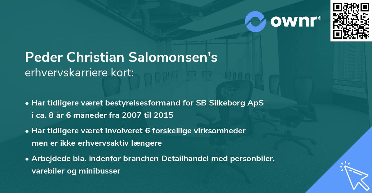Peder Christian Salomonsen's erhvervskarriere kort