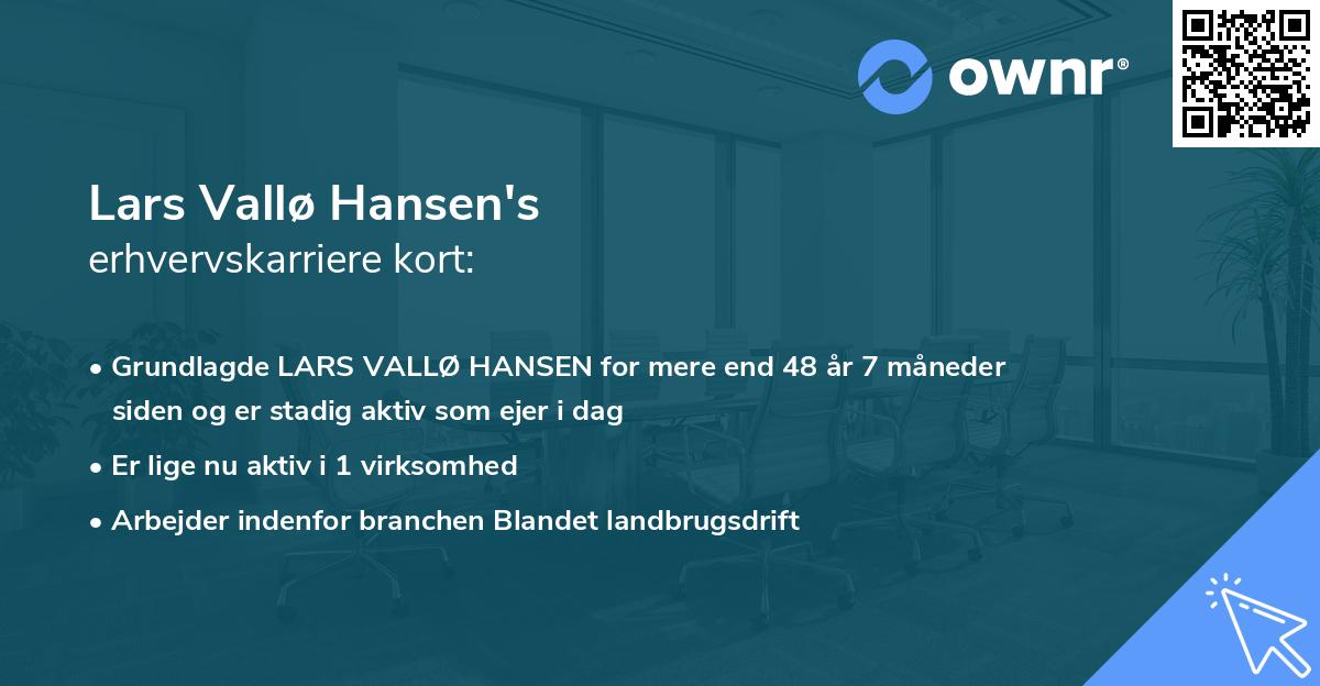 Lars Vallø Hansen's erhvervskarriere kort