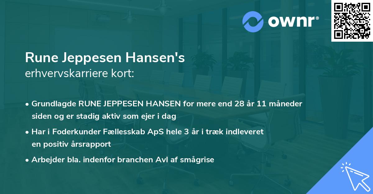 Rune Jeppesen Hansen's erhvervskarriere kort