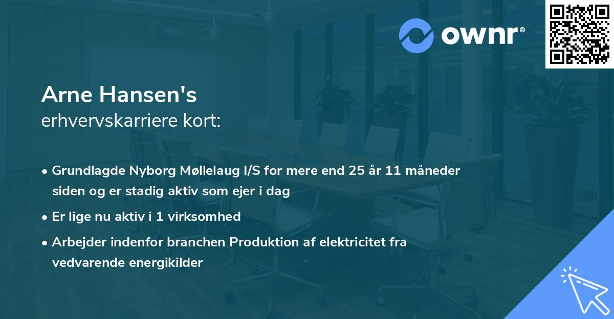 Arne Hansen's erhvervskarriere kort