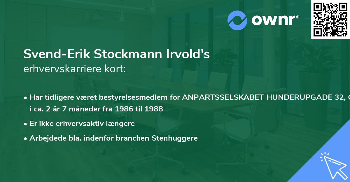 Svend-Erik Stockmann Irvold's erhvervskarriere kort