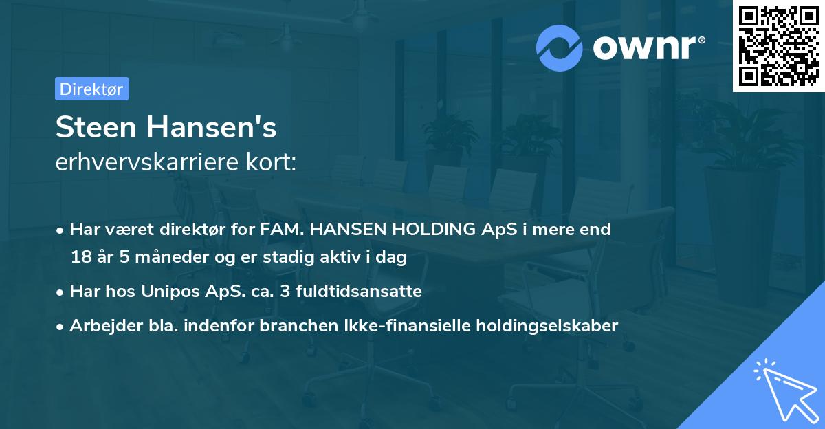 Steen Hansen's erhvervskarriere kort