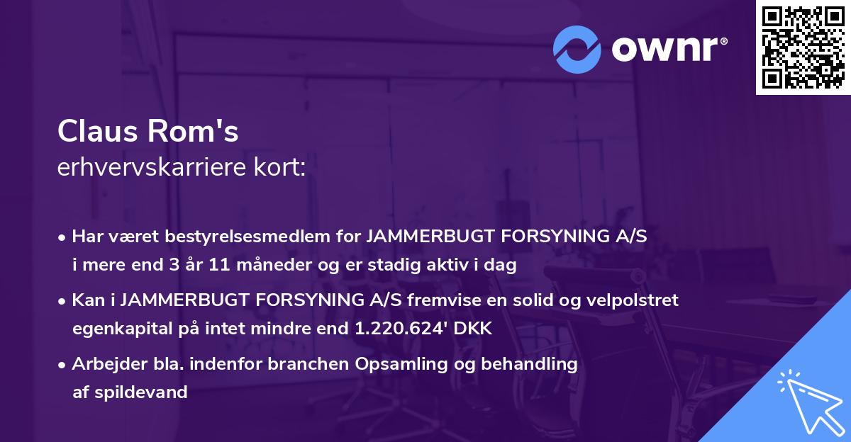 Claus Rom's erhvervskarriere kort