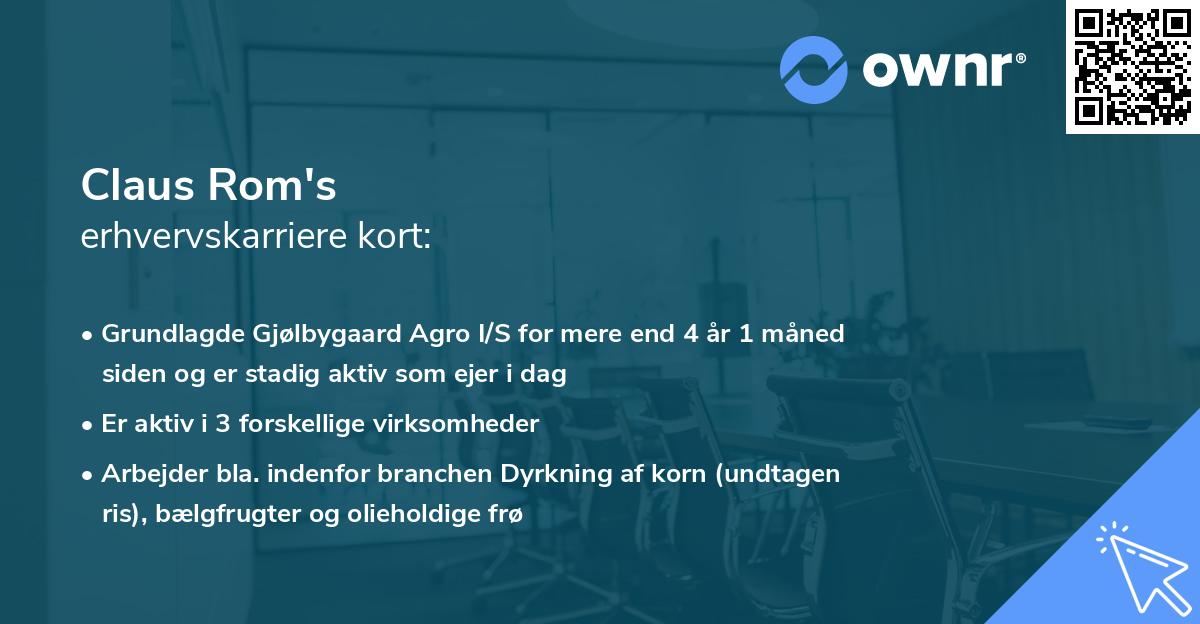 Claus Rom's erhvervskarriere kort