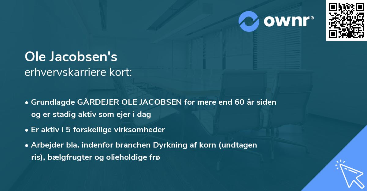 Ole Jacobsen's erhvervskarriere kort
