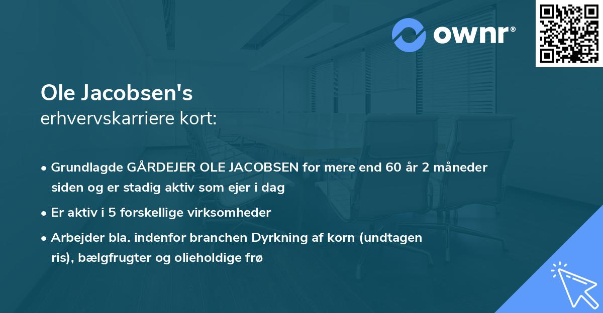 Ole Jacobsen's erhvervskarriere kort