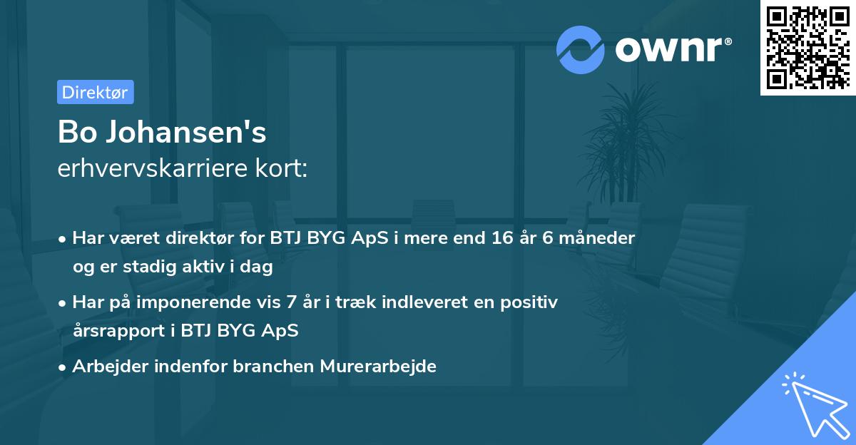 Bo Johansen's erhvervskarriere kort