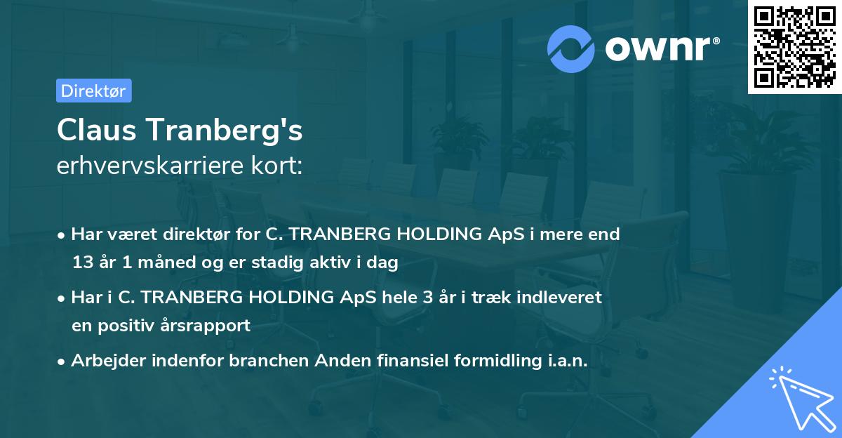 Claus Tranberg's erhvervskarriere kort