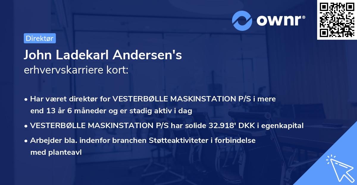 John Ladekarl Andersen's erhvervskarriere kort