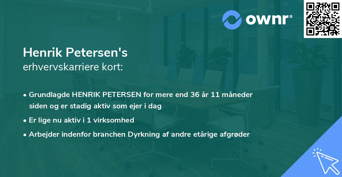 Henrik Petersen's erhvervskarriere kort