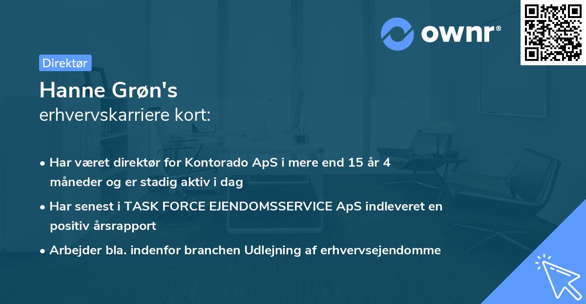 Hanne Grøn's erhvervskarriere kort