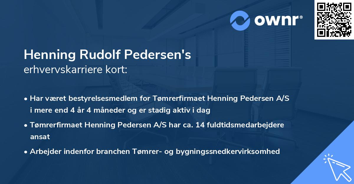 Henning Rudolf Pedersen's erhvervskarriere kort