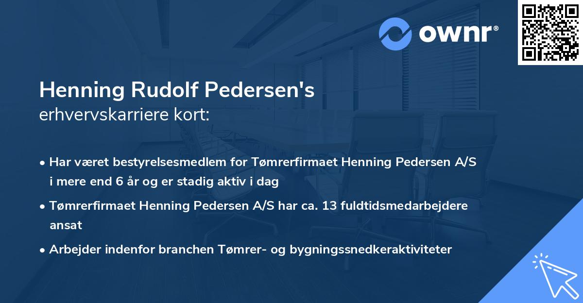 Henning Rudolf Pedersen's erhvervskarriere kort