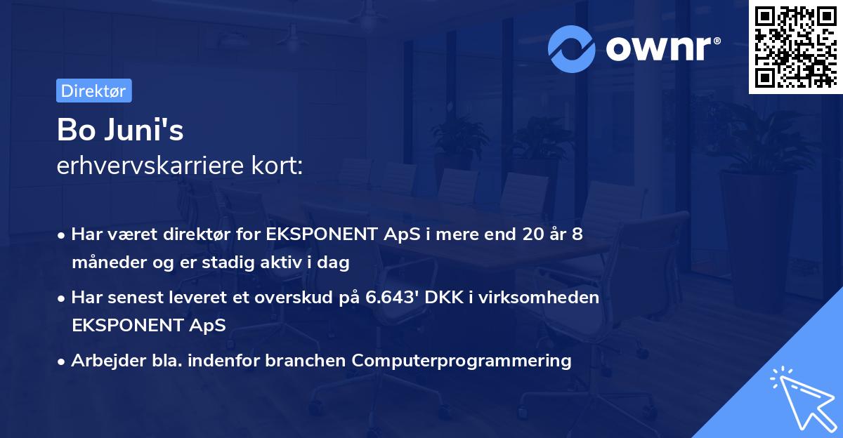 Bo Juni's erhvervskarriere kort