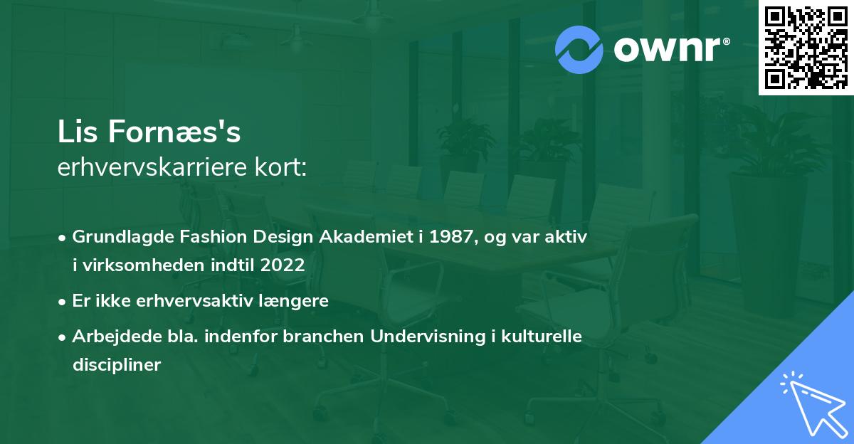 Lis Fornæs's erhvervskarriere kort