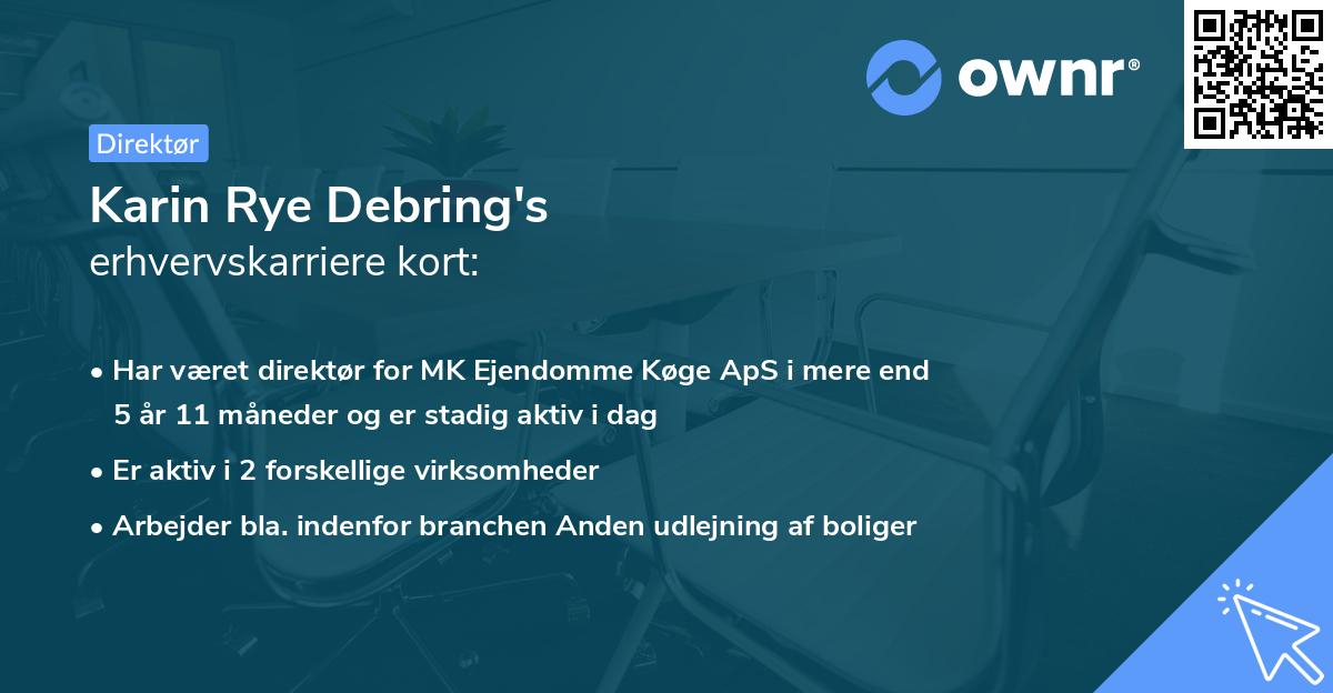 Karin Rye Debring's erhvervskarriere kort