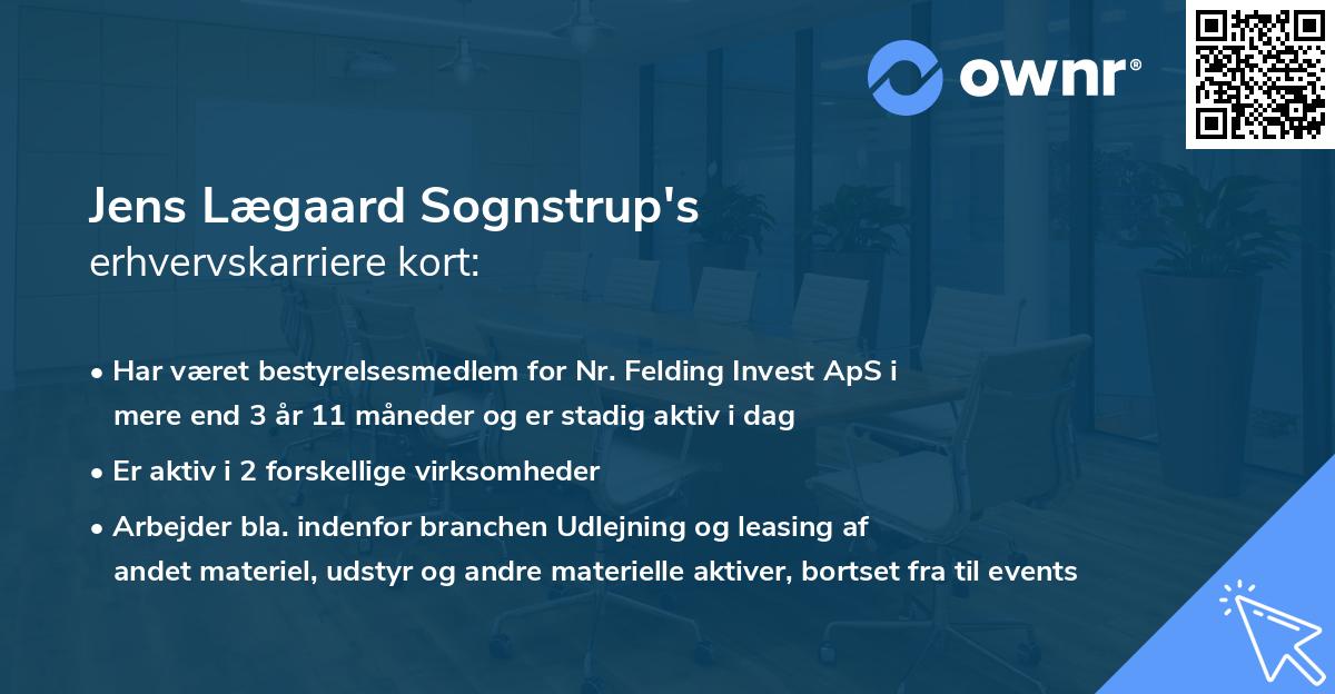 Jens Lægaard Sognstrup's erhvervskarriere kort