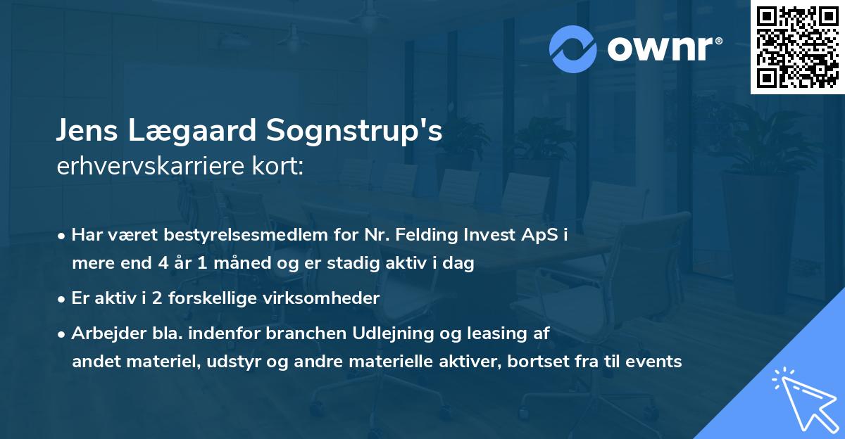 Jens Lægaard Sognstrup's erhvervskarriere kort