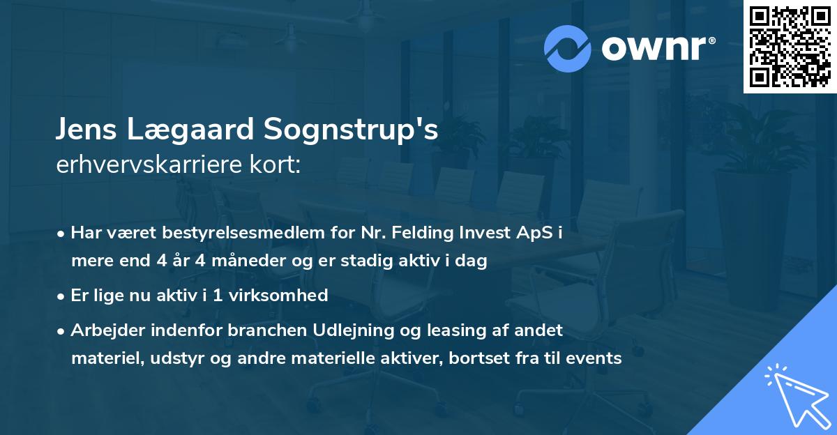 Jens Lægaard Sognstrup's erhvervskarriere kort